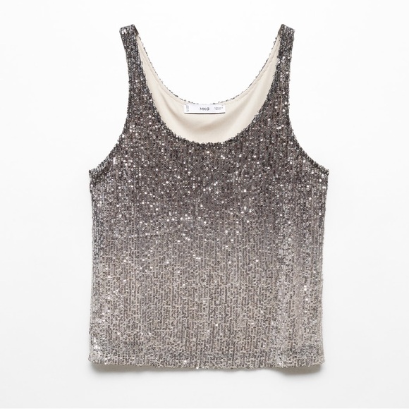 🆕 Mango Silver Sequin Camisole Top - Picture 3 of 10